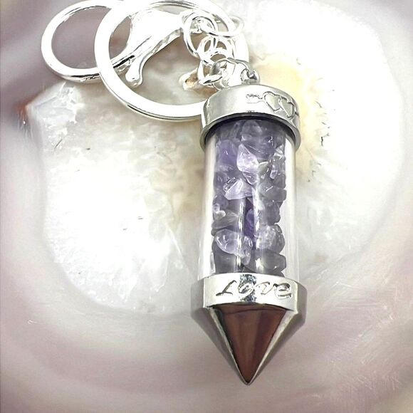 Genuine Gemstone Purse Charm Keychain - NEW - Picture 6 of 7
